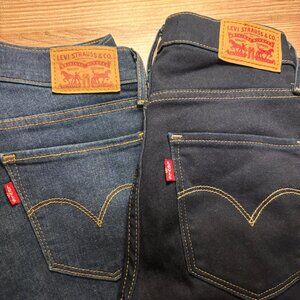Levi's 710 Super Skinny 720 High Rise Super Skinny Dark Blue Jeans x2 24 25